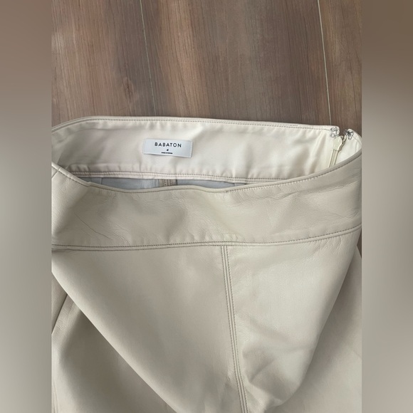 Babaton Faux Leather Cream Pencil skirt - Picture 4 of 5